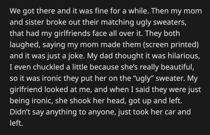 She texted OP to find his own way home