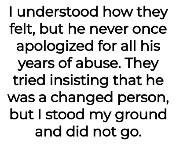 OP states that she stood her ground and didn't attend.