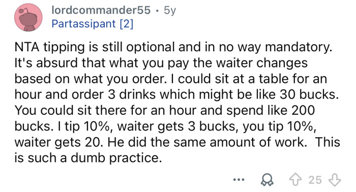 Tipping is still optional.