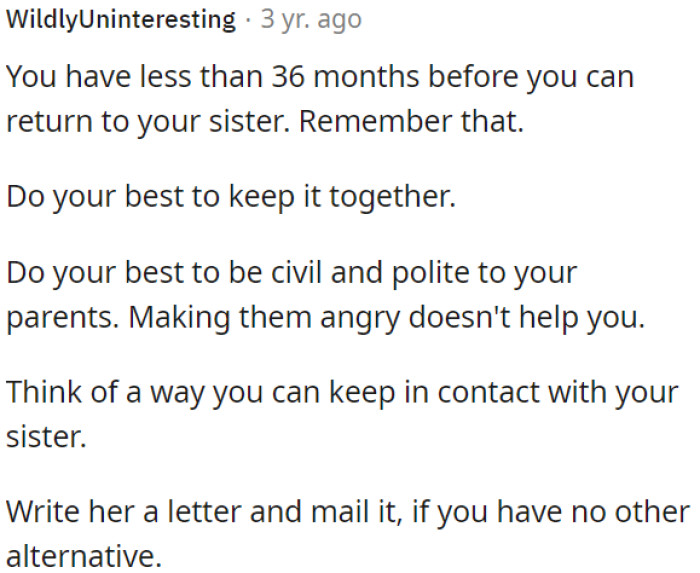 It's important for OP to try to maintain a civil and polite relationship with her parents