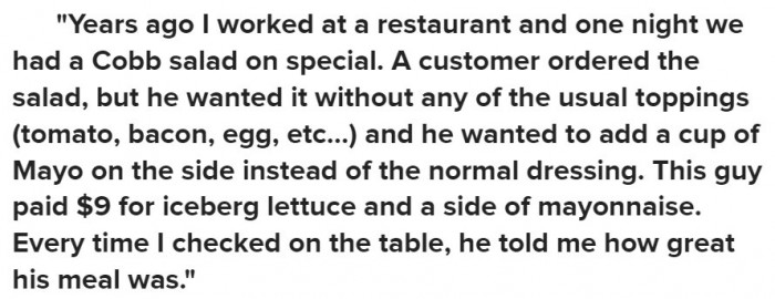 Can someone please take this guy out to a decent meal with a truly delicious salad?