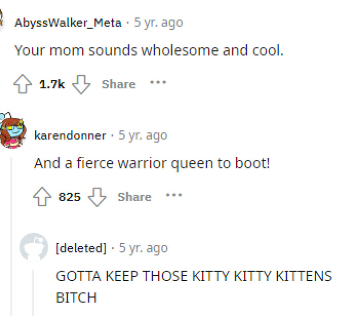 Some people came to the comments simply to tell OP how cool her mom sounded, which we wholeheartedly agree with.