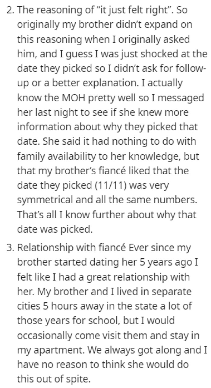 OP believes that the fiancée didn't do this on purpose