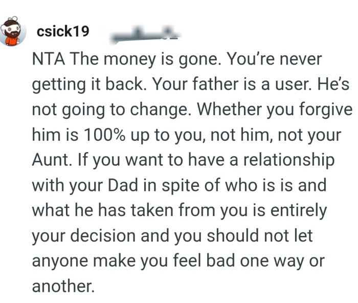 OP's father is a user who won't change