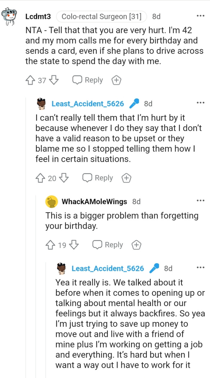 At 42, this Redditor's mom still calls them for every birthday