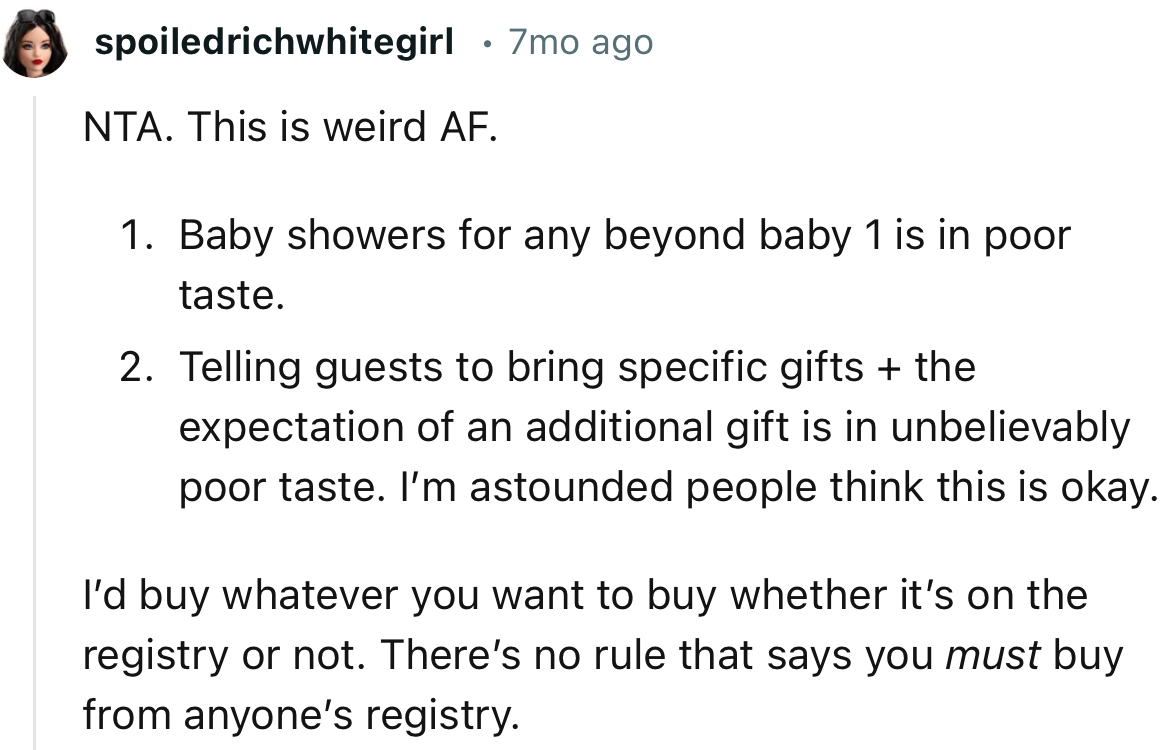 “I’d buy whatever you want to buy whether it’s on the registry or not.”