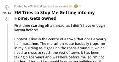 Entitled Woman Tries Stopping Redditor From Entering His Home, Gets Embarrassed Instead