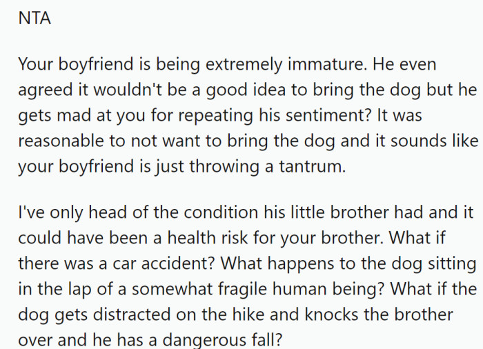 The BF is being immature