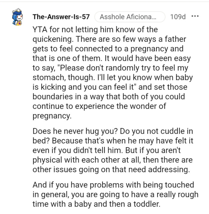 Don't randomly try to feel my stomach