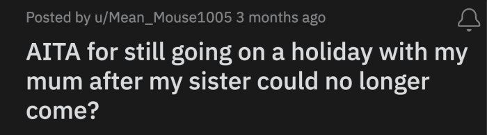 OP and her mom decided to go ahead with the trip. They booked their tickets, just the two of them.