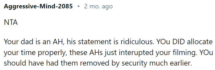 Was OP supposed to count on this kind of interruption when allocating time?