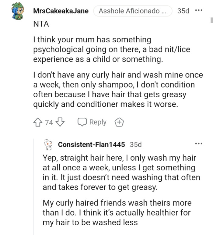 From a Redditor who doesn't have curly hair and washes once a week
