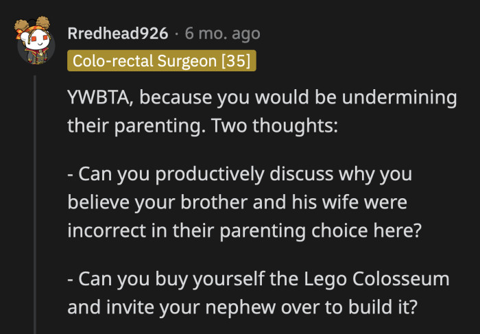 This was the only comment that OP responded to