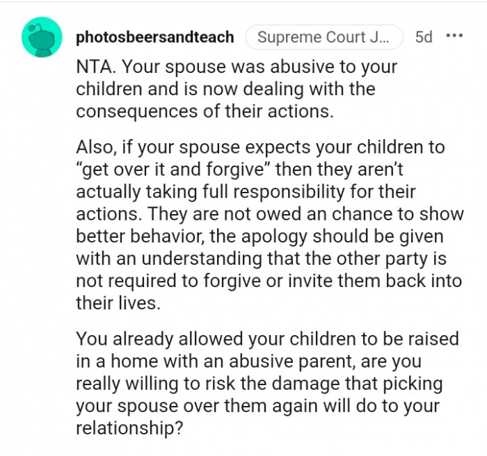 They are not owed a chance to show better behavior