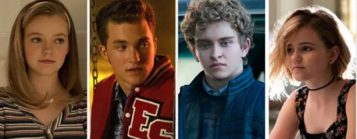 19. Lexie (Jade Pettyjohn), Tripp (Jordan Elsass), Moody (Gavin Lewis), and Izzy Richardson (Megan Stott) from Little Fires Everywhere