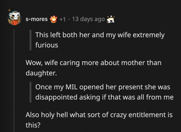 People were incredibly supportive of OP on his original post. His mother-in-law received no love at all.