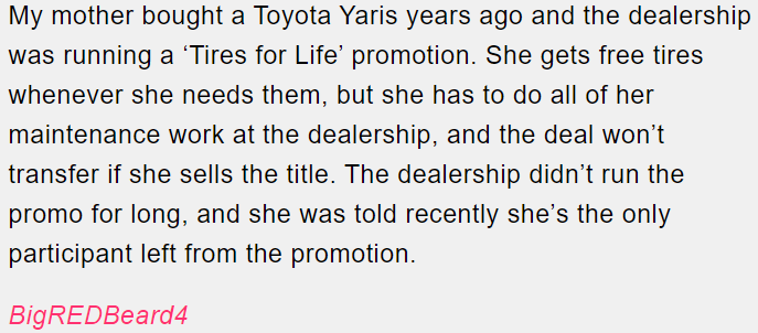 7. ‘Tires for Life’