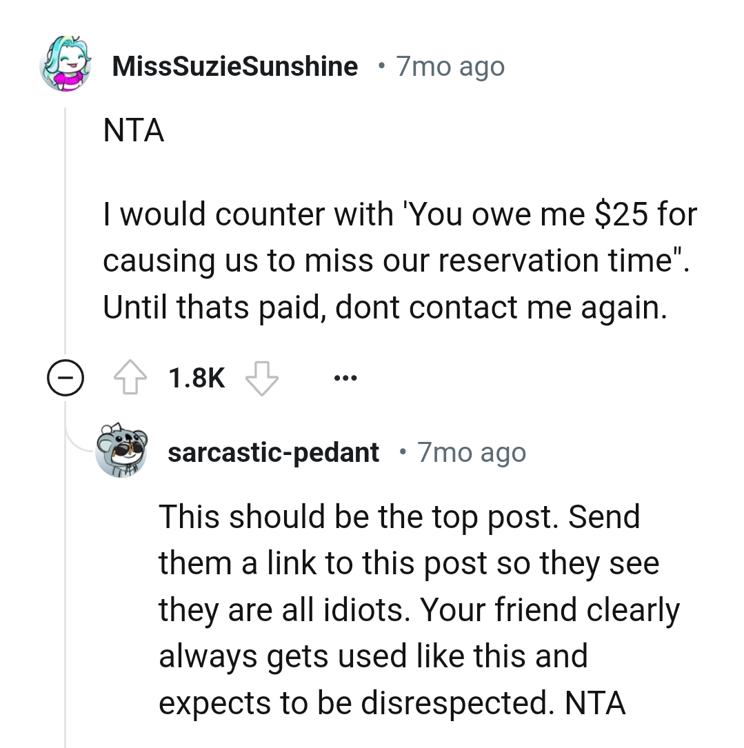This Redditor writes what the OP should counter with
