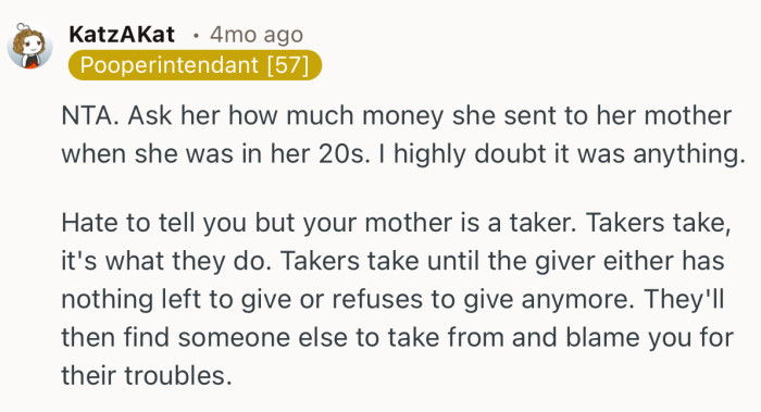 “Takers take until the giver either has nothing left to give or refuses to give anymore.”