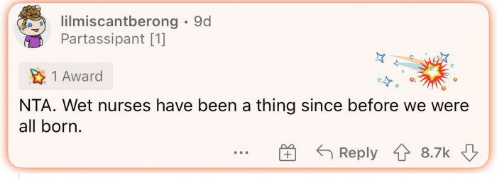 This is a top comment that simply brings attention to wet nurses.