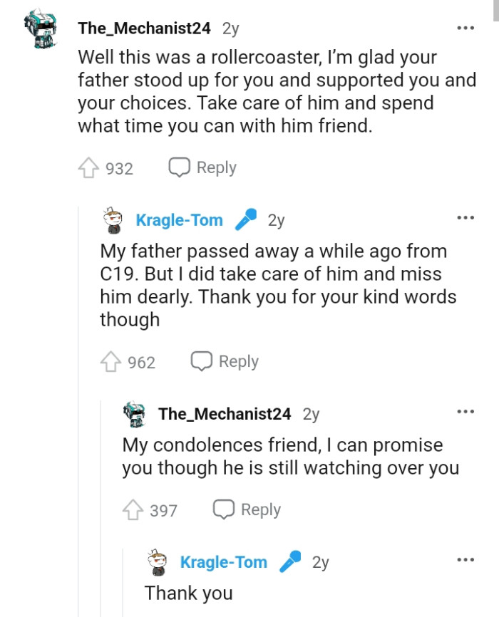 The OP reveals that his dad is dead