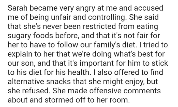 The OP tried to explain to her that they're doing what's best for their son