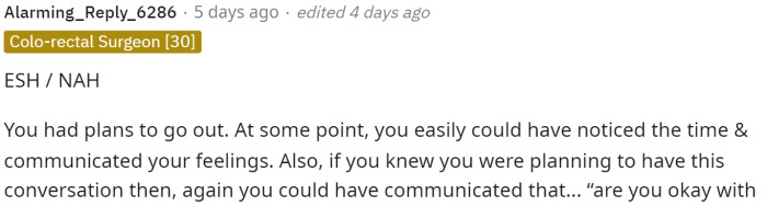 It seems like a lot of people just told her that she should have probably planned things a little better for when she told her.