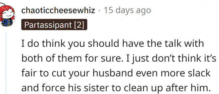 The husband is getting off easy