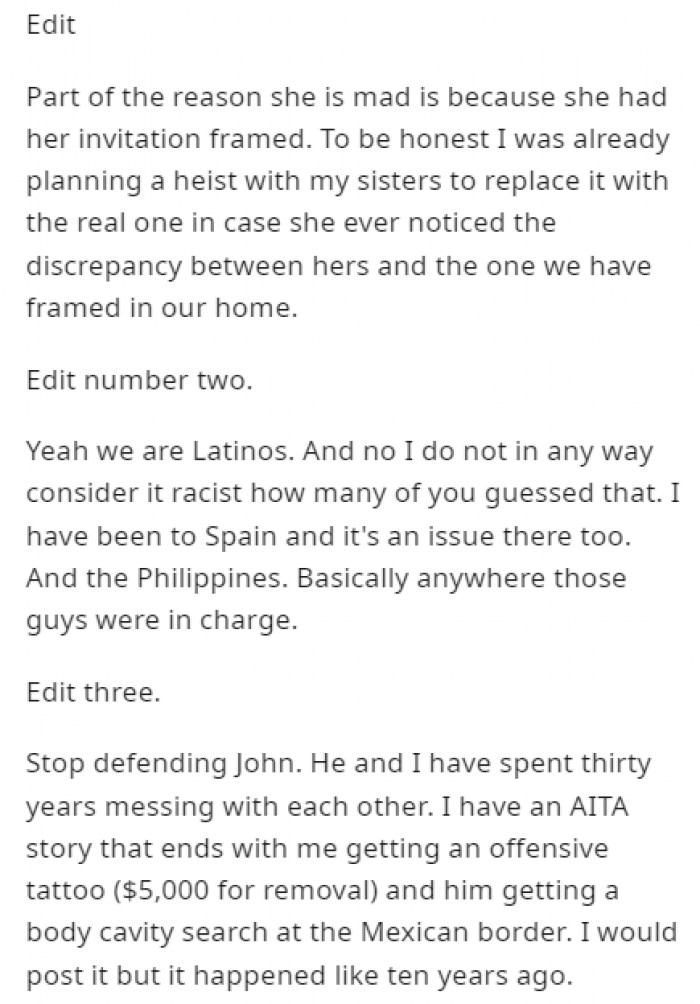 After a pretty tame story, the edits were not as tame. Edit three sounds like a story that I want to hear more about.