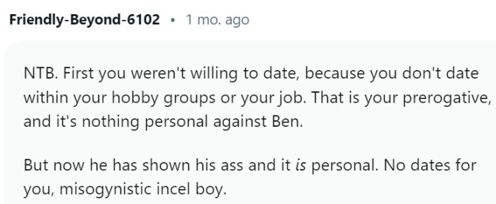 No date for Ben