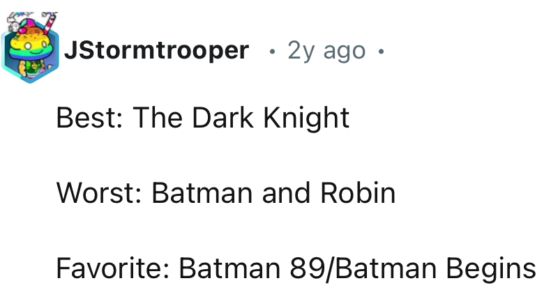 OP states their best, worst, and favorite Batman movies.