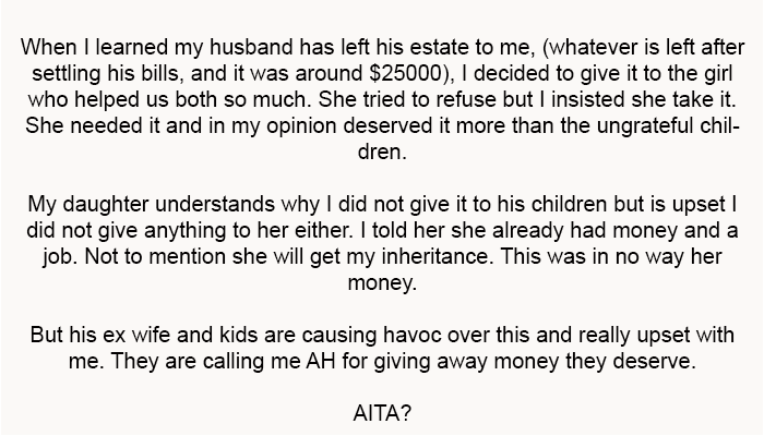 They are calling me AH for giving away money they deserve