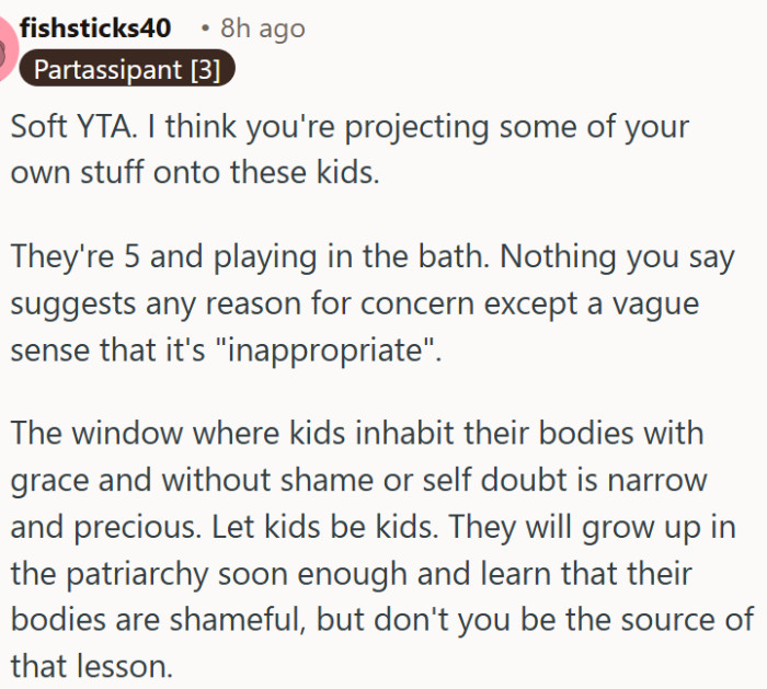 Protecting the innocence of childhood play over unnecessary shame