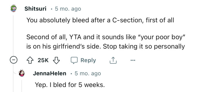 “YTA and it sounds like ‘your poor boy’ is on his girlfriend’s side.”