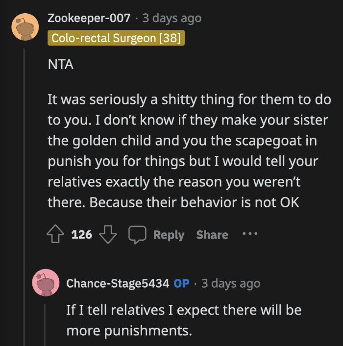 She doesn't think telling another relative will help, as it could just land her in more trouble