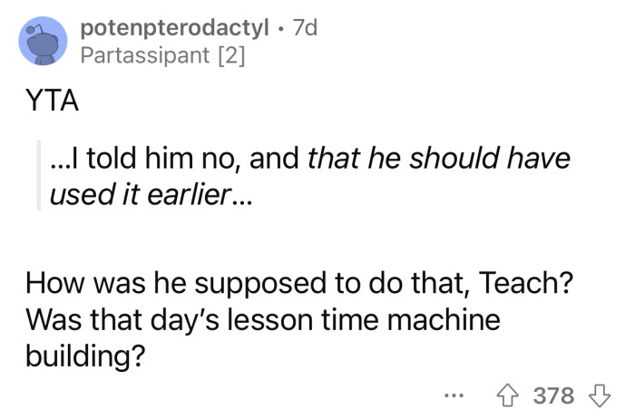 It's a little too late to change that.