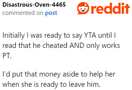 A user suggests something he could set aside money for.