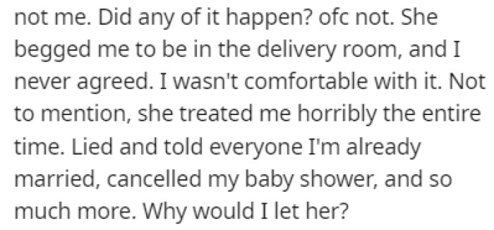 OP Wouldn't Let Her into the Delivery Room