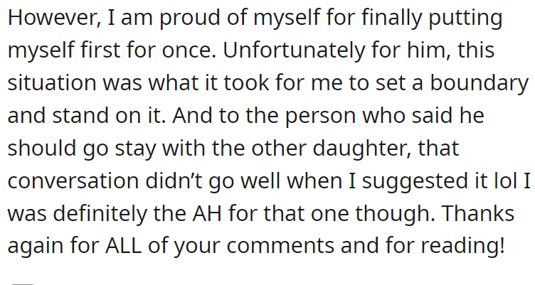 This situation was what it took for some boundaries to be set.