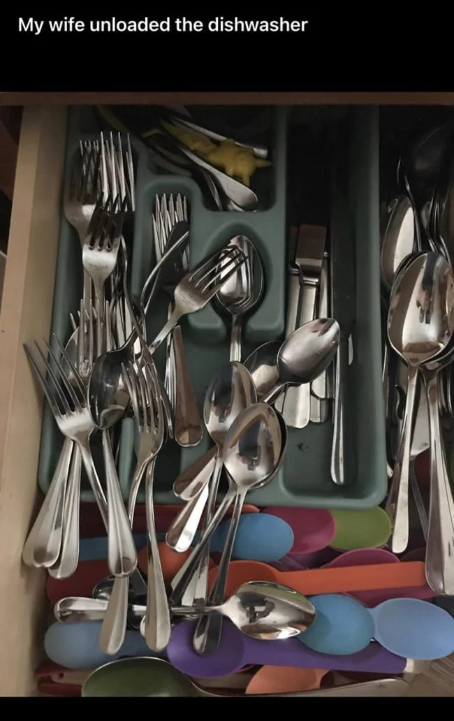 Unloading the dishwasher