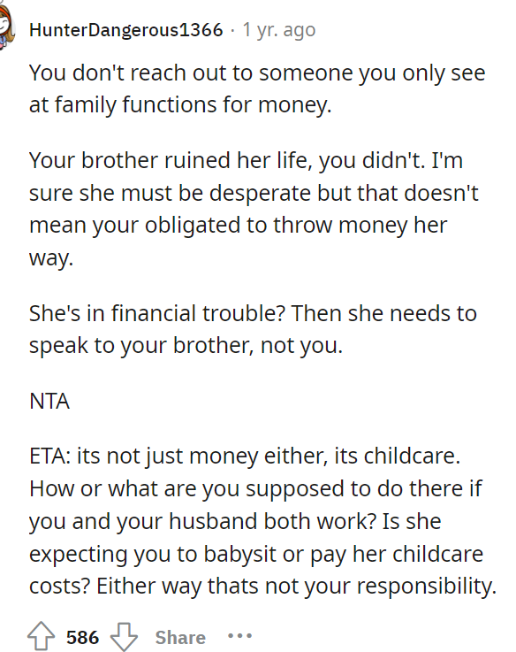 I would maybe ask her why she felt the need to reach out to OP instead of others who may be closer to her.