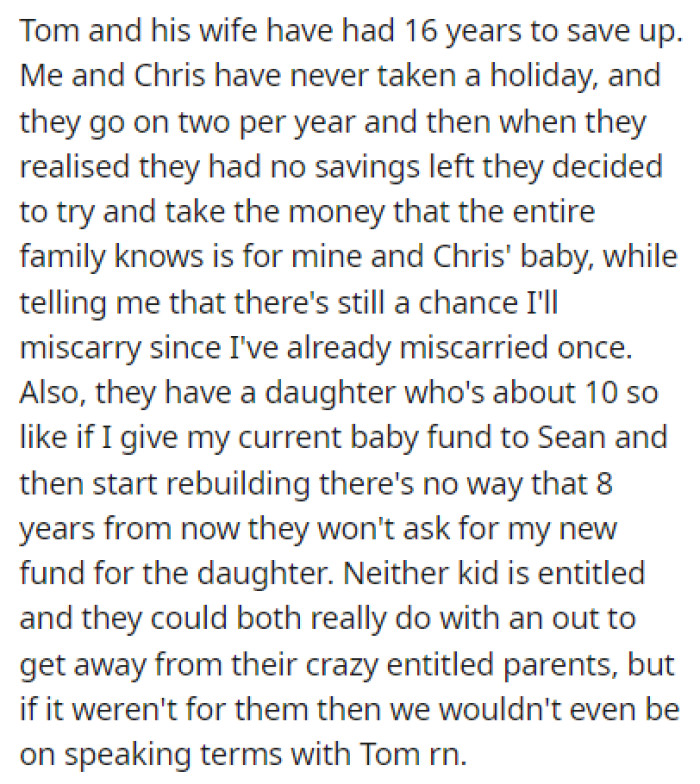 OP Further Explains Why She Doesn't Want to Give Tom the Money