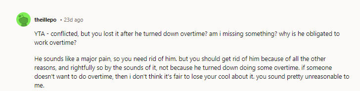 YTA. He may be in the wrong for not offering to contribute, but it's genuinely abusive to hold housing over an employee's head to force them into working overtime. These things are not comparable.