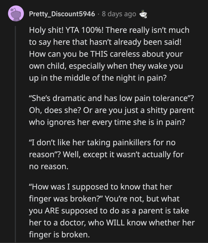 A teenager is old enough to verbalize when there is something wrong with them