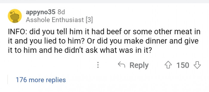 12. Are you that tired of making two different dishes, OP?