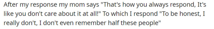 Unfazed by his mother's disappointment, the son boldly admitted, 