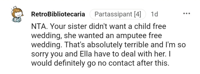 OP's Sister Wanted an Amputee-Free Wedding