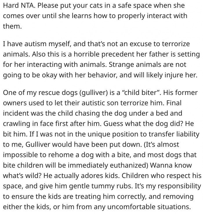 7. He should keep his cats in a separate room next time.