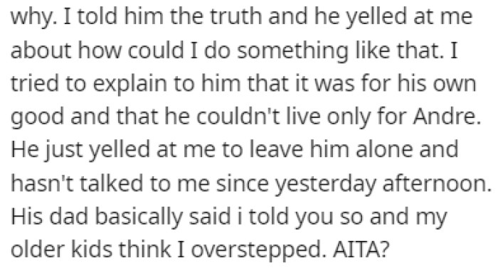 OP told Oscar the truth about everything, and he was heartbroken