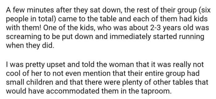 To their dismay, the rest of their group also had children with them